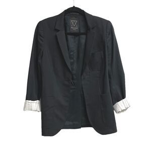 ARITZIA Talula Wool Boyfriend Blazer Jacket Roll Sleeves Black 2
